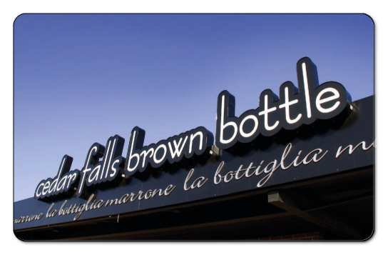 cedar falls brown bottle front of restaurant photo